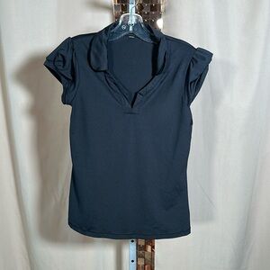 BLACK Short Polo w Princess Sleeve PTP 16-18